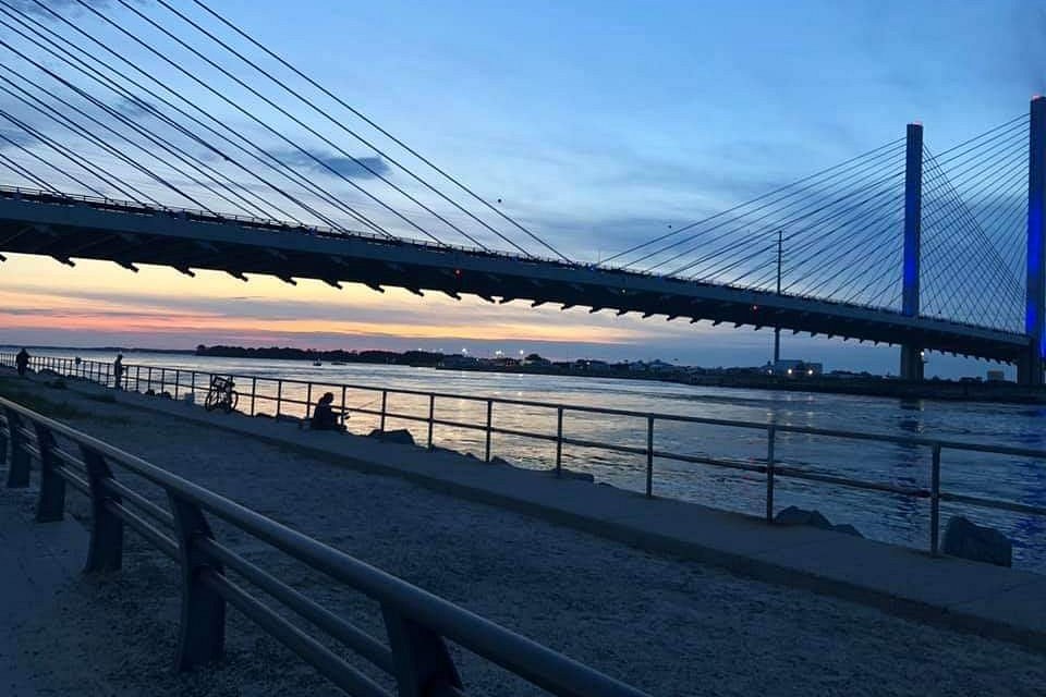 Indian River Inlet bridge at dusk