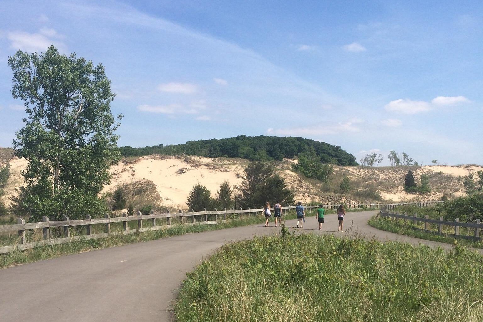 Trail with dunes in the distance