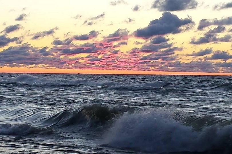 Sunset over Lake Michigan from the shore