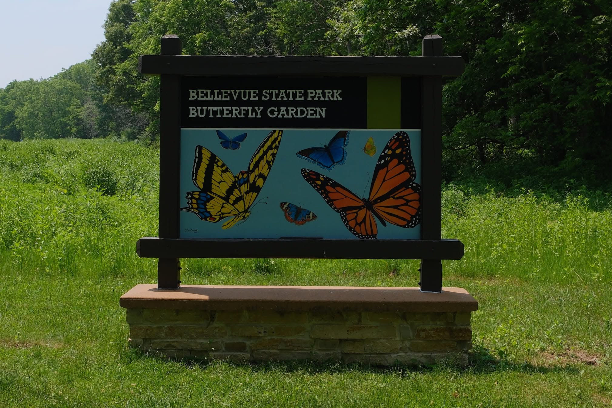 Butterfly garden sign at Bellevue State Park