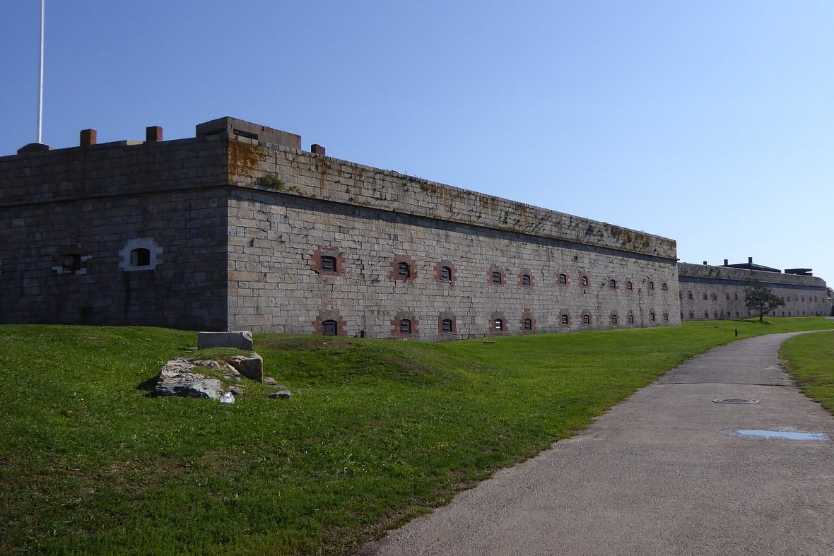 Stone ramparts at Fort Adams