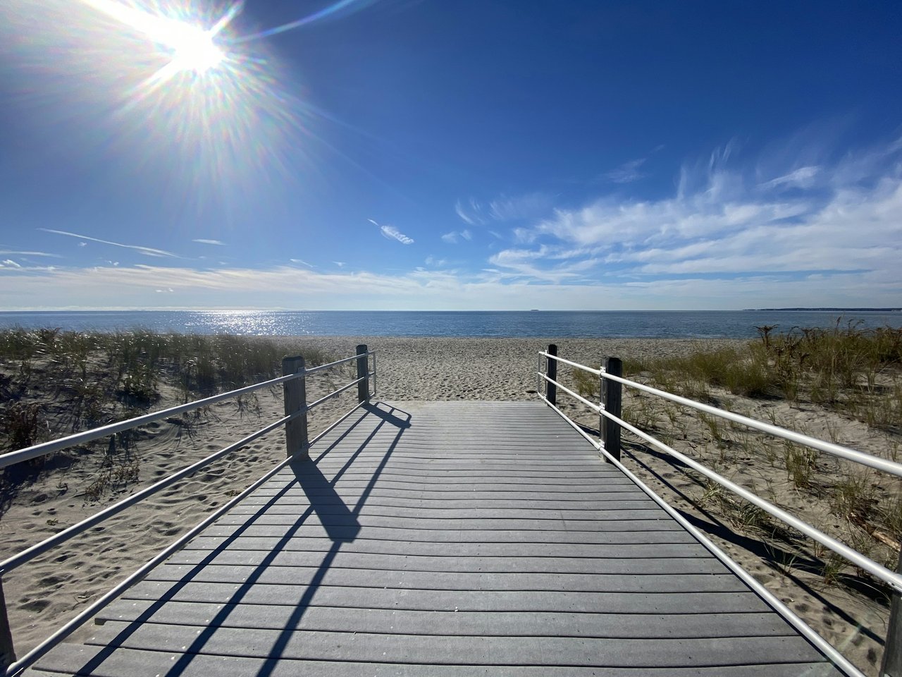 Boardwalk leading to the shore at the beach