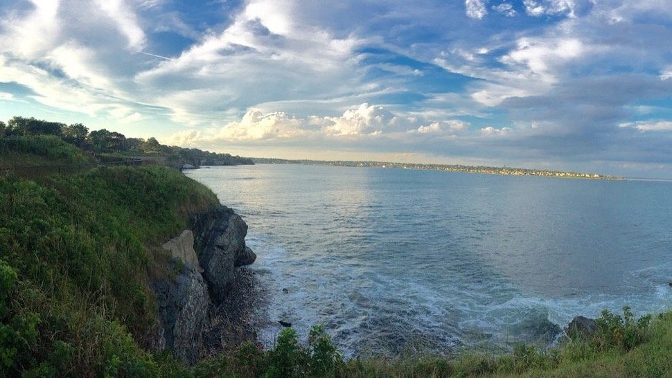 Cliff Walk above the shore in Newport, Rhode Island